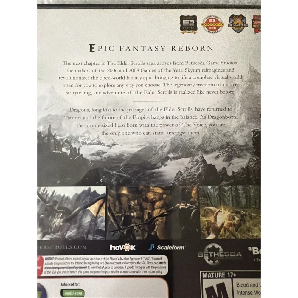 Skyrim The Elder Scrolls V 2011 PC DVD ROM Games for Windows CIB Complete Map